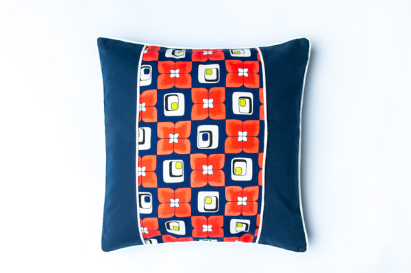 NAVY RETRO 3 boho STYLE CUSHION           45cm x 45cm